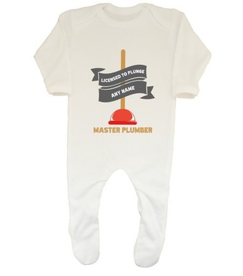 Personalisierte Lizenz zum Plunge Master Klempner Baby Schlafanzug Geschenk