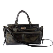 Cole Haan Black Leather Satchel Handbag Shoulder Top Handle Classic Career