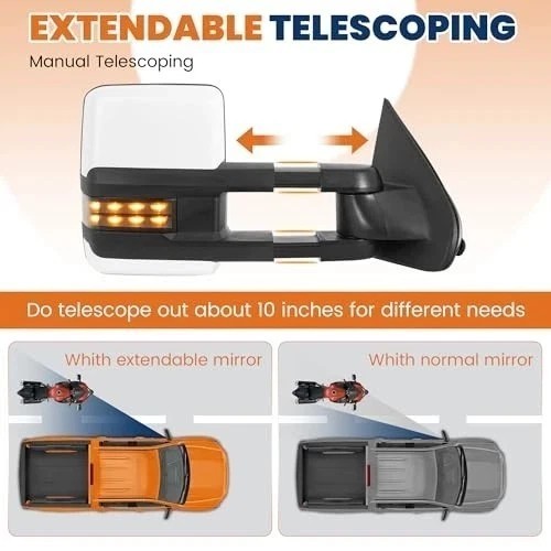 Weiße beheizbare elektrische Abschleppspiegel kompatibel für Chevy Dotted Light 2014-2019 - Bild 3 von 8