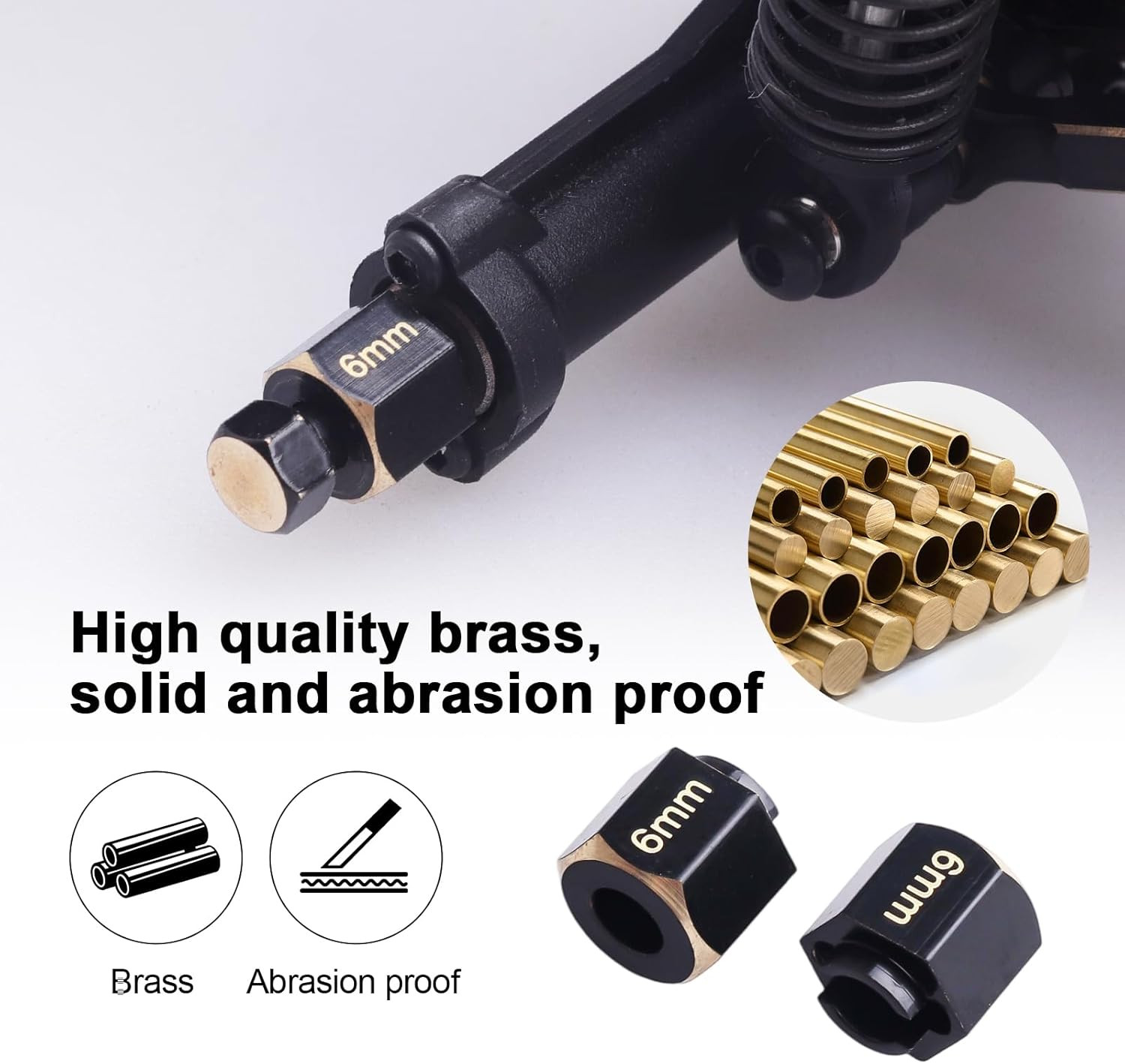 Hobbypark Brass Hex Extension for TRX4M Upgrades Parts Extended Wheel Hex Hubs E