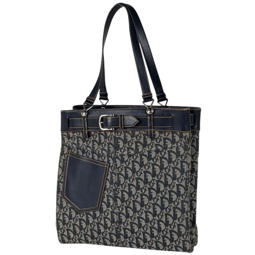 Christian Dior Trotter Pattern Tote Bag for Women Navy Auth