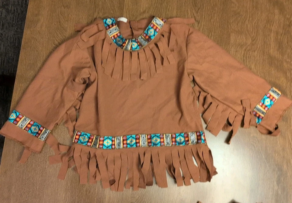 Disfraz de Halloween con flecos bordado 3T-4T para niño indio niño nativo americano Foto 3 de 4