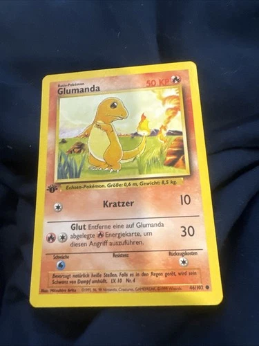 Pokemon Glumanda Charmander 46 /102 Base Set Unlimited WOTC German Card Lp