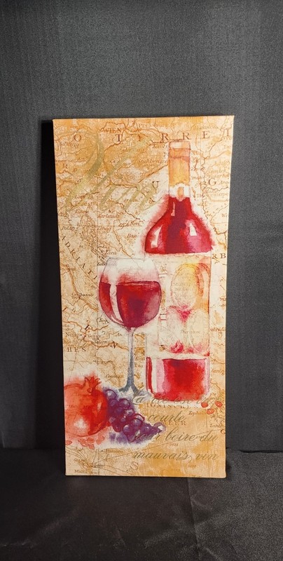 Decorative Canvas Print Wall Art Depicting Wine And Map Of Italy 24" Tall