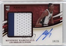 2019-20 Panini Immaculate Premium Red 14/25 Mfiondu Kabengele Patch Auto 06mc