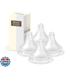 Numvim Silicone Bottle Nipple with Latch-On Point, Gentle Extra Slow Flow, Na