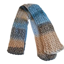 Handmade Crochet Knit Neutral Tone Fall Harvest Winter 100" Long Infinity Scarf