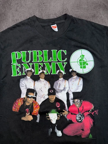 90s Public Enemy Apocolypse Rap Tee Shirt Black 1990s vintage concert t-shirt, vintage, size XL, single stitch, B+ condition