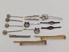 Vintage Lot of Bobby Pins Bobbie Pin Lot Rhinestone Faux pearl 14 pieces