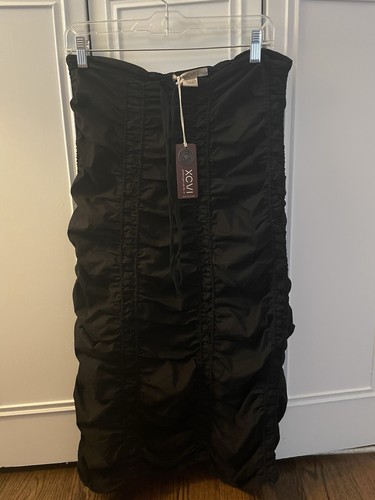 XCVI Black Ruched Cotton Long SKIRT-small—NEW W/ Tags