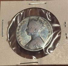 QUEEN VICTORIA "GODLESS" FLORIN 1849 Silver .925, BEAUTIFUL BLUE TONING