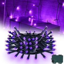 Purple Halloween String Lights 50LED 16.4ft Battery Timer
