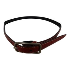 Thin Red Leather Prada Belt Size 28 / 70 w Rectangular Silver Buckle