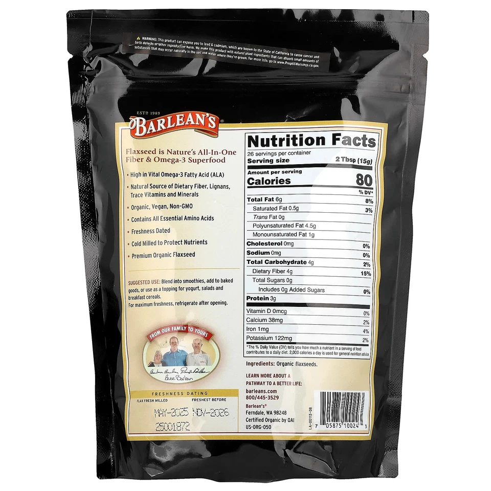 Forti-Flax™ orgánico, linaza molida premium, 14 oz (397 g) Foto 2 de 2