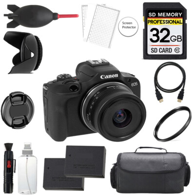 Canon EOS R100 Camera with 18-45mm Lens +32GB +Bag+UV Filter- Basic Kit ...