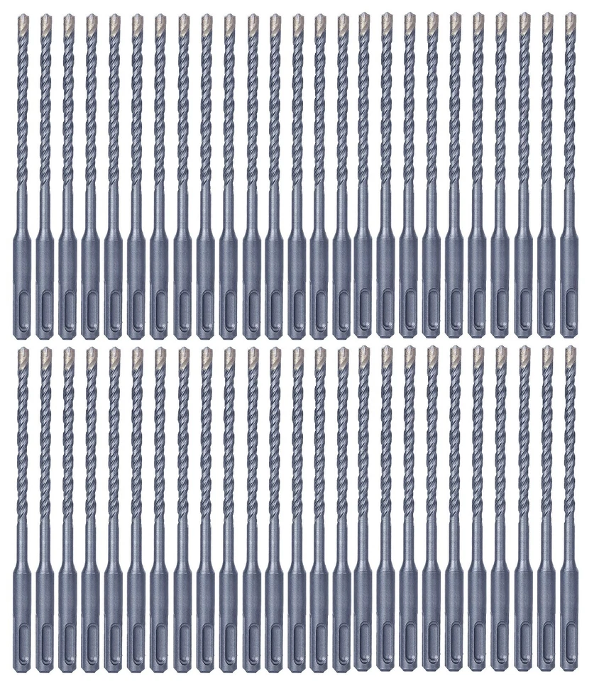 MAX-CRAFT 50Pcs 3/16"x6" SDS Plus Rotary Hammer Drill Bit Set Masonry Concrete Drill Bit