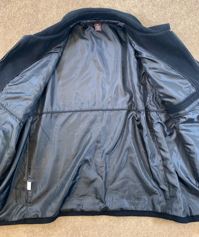 Perry Ellis Jacket Mens XXL Bomber Military Wool Blend Lined Preppy Zip Up - Image 2 of 4