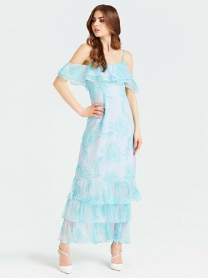 GUESS ABITO-VESTITO DONNA OLINDA AZZURRO DRESS | eBay