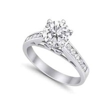 Solitaire Accent Engagement Ring Round Cubic Zirconia 925 Sterling Silver