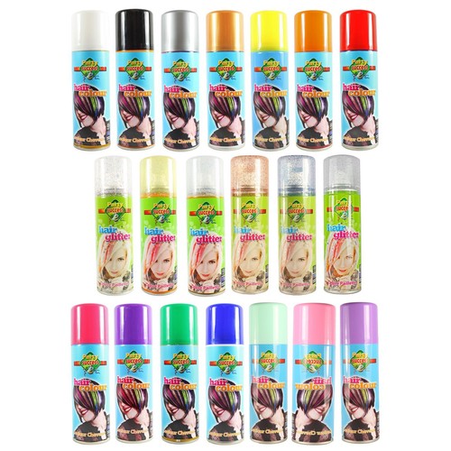 Colour and Glitter Hair Spray Kids Safe Temporary Wash Out Coloured