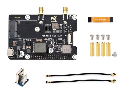Waveshare PCIe To M.2 E KEY Adapter With PoE Function for Raspberry Pi 5 - Picture 17 of 18