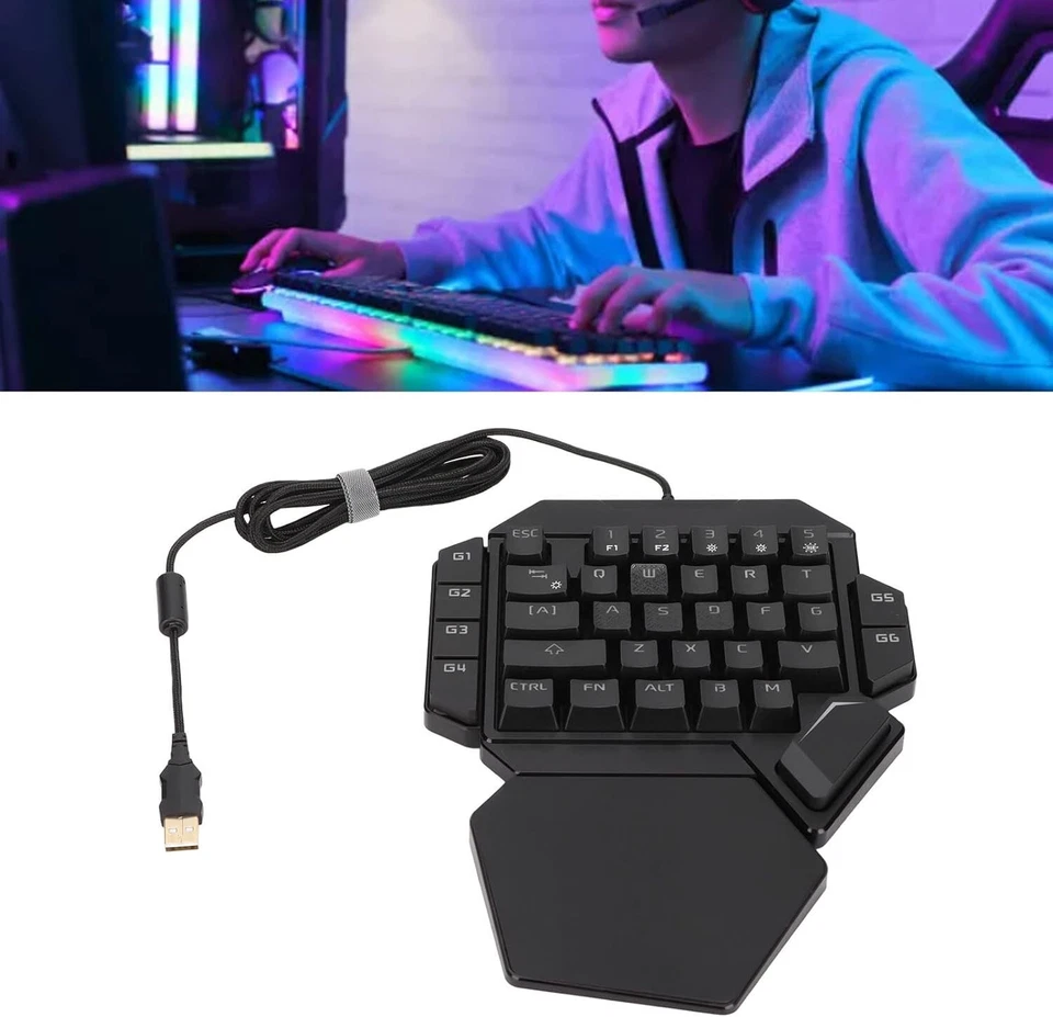 K50 One-handed Mechnical Keyboard RGB, Blue Switch, Bionic Silicone Hand Rest UK - Image 2 of 4
