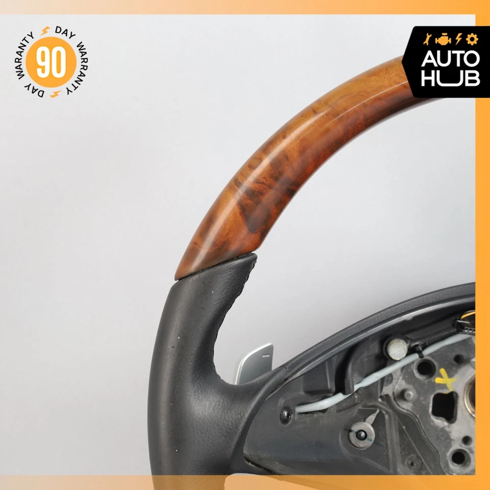 Volante 09-12 Mercedes R230 SL550 SL600 madeira com câmbio de pás preto fabricante de equipamento original - Imagem 3 de 4