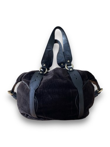 Vintage Y2K Juicy Couture Croc-Embossed Velour Black Satchel Bag - Picture 2 of 24