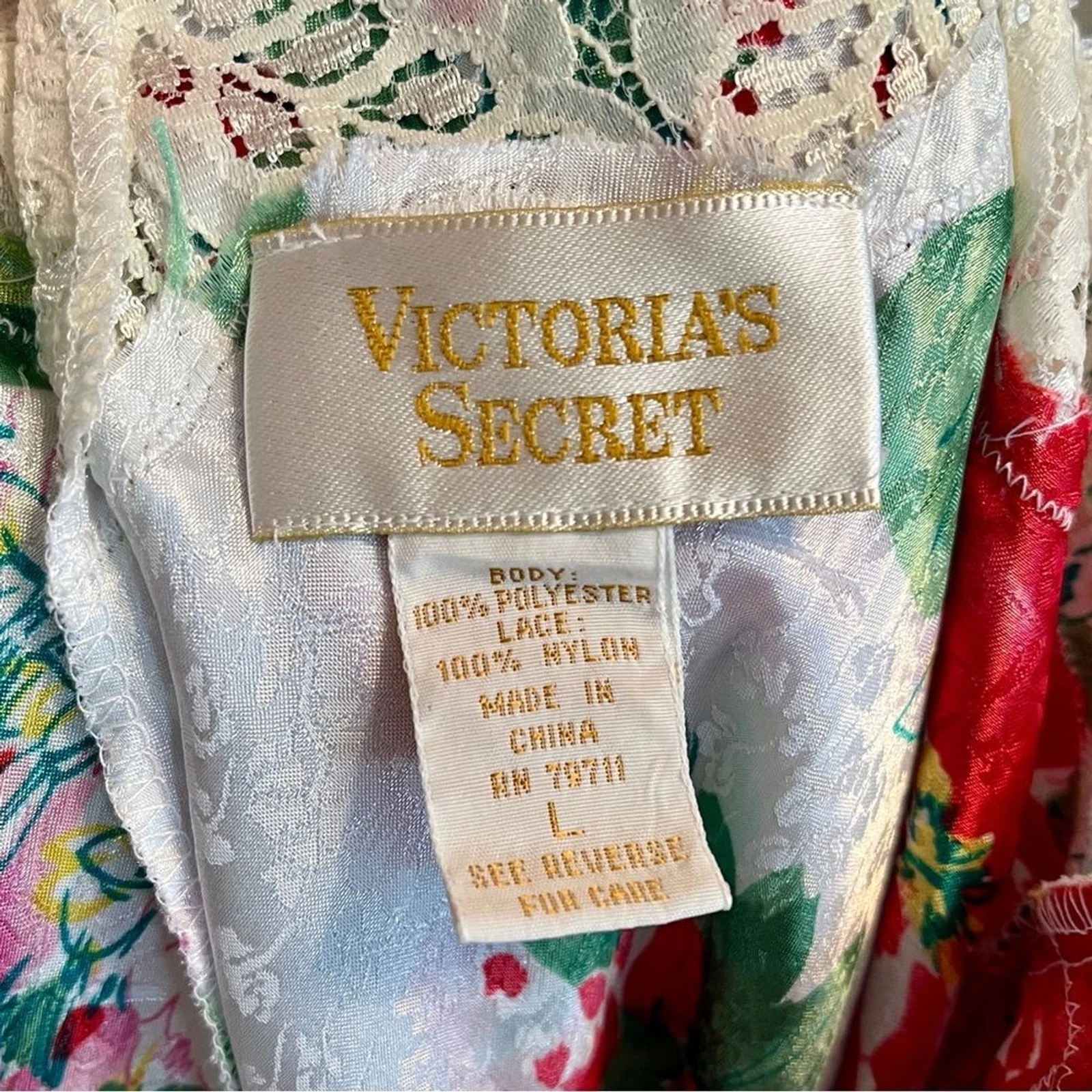 UNDERCOVER Abito da notte vintage Victoria Secret pizzo floreale raso slip chamise taglia grande