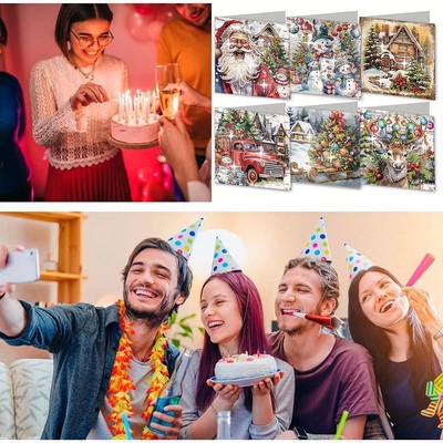 6 Stck. 5D Zum Selbermachen Diamond-Art Schneemann Weihnachtsgruß für Erwachsene Kits schön J19C