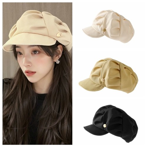 Octagonal Cap Pleated Beret Hat Y2K Pleated Octagonal Cap Streetwear
