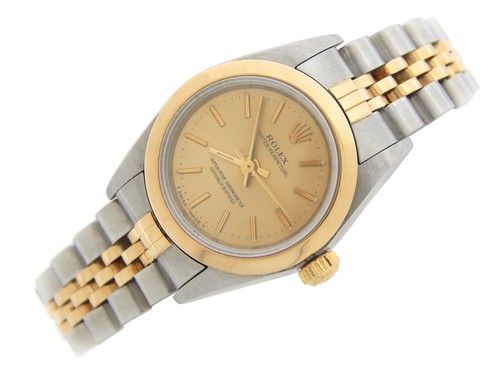 Rolex Oyster Perpetual 76243 Ladies 2Tone 18k Yellow Gold Stainless Steel Watch - Picture 2 of 7