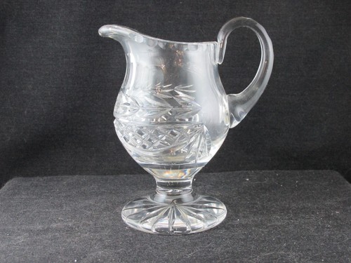 CUT GLASS VINTAGE FOOTED CREAMER ANTIQUE WATERFORD AMERICAN STYLE GLOWS CRYSTAL