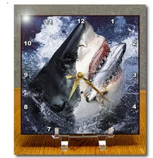 Clearance! 3dRose dc_10588_1 Desk Clock, Great White Shark 6" x 6"