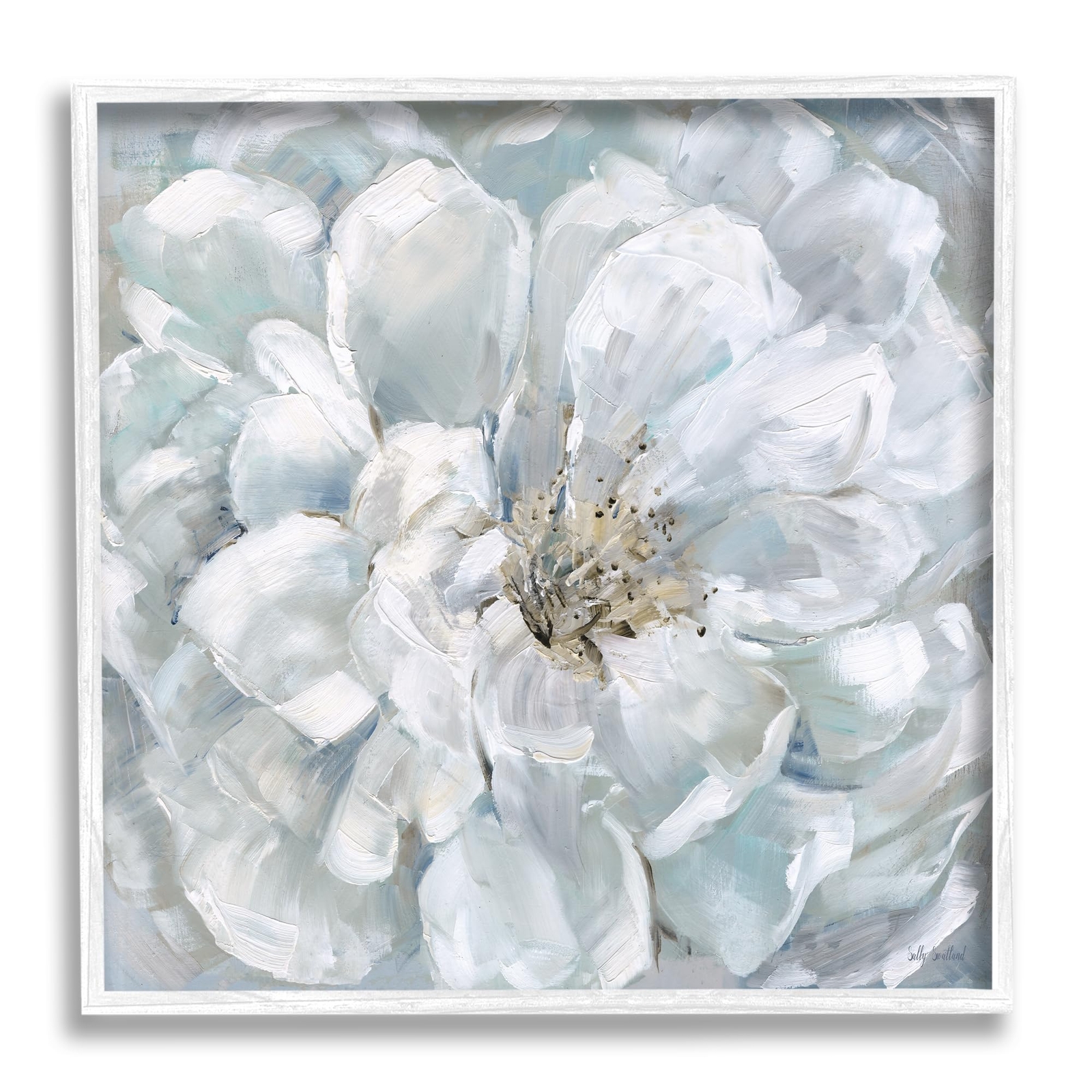 White Painted Blossom Framed Giclee Art by Sally Swatland