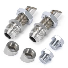 2PC Universal SS Exhaust Vacuum Scavenger Crank Case Vent CCV Kit Catch Can Vent