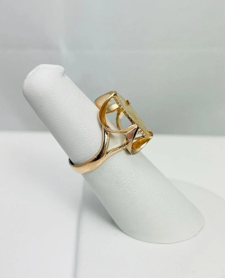Mexico 2.5 Peso Woman's Ring 14K Yellow Gold Plated