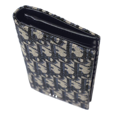 Dior Christian Vertical Long Wallet Oblique Jacquard Canvas