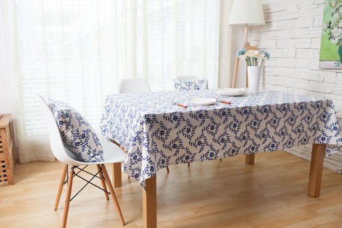 Blue And White Porcelain Tablecloth Dining Kitchen Table Cloth Tea Cover Decor - Foto 7 di 26