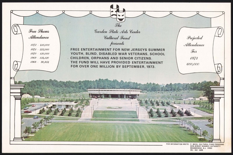 Vintage placemat THE GARDEN STATE ARTS CENTER Cultural Fnd Woodbridge New Jersey