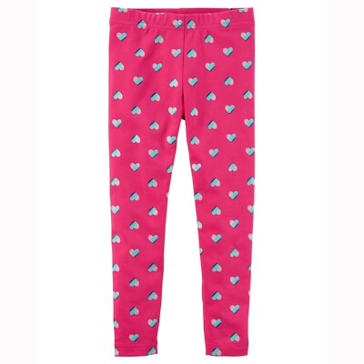 Carter's Baby Girls Straight Leg Foil Heart Print Leggings: Pink (3