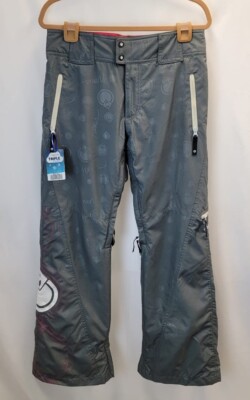 Nomis Waterproof Snowboard Ski Snow Pants Zip Pockets Gray Womens