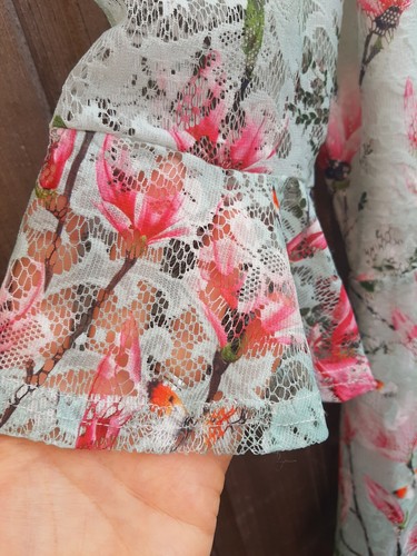 NWT Oasis Mint Pink Magnolia Floral Lace Butterflies Skater Dress L 14 £60 - Picture 9 of 9