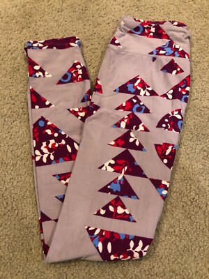 UNICORN LuLaRoe OS Leggings Rare floral Triangles Gray Geometric Arrow HTF #126