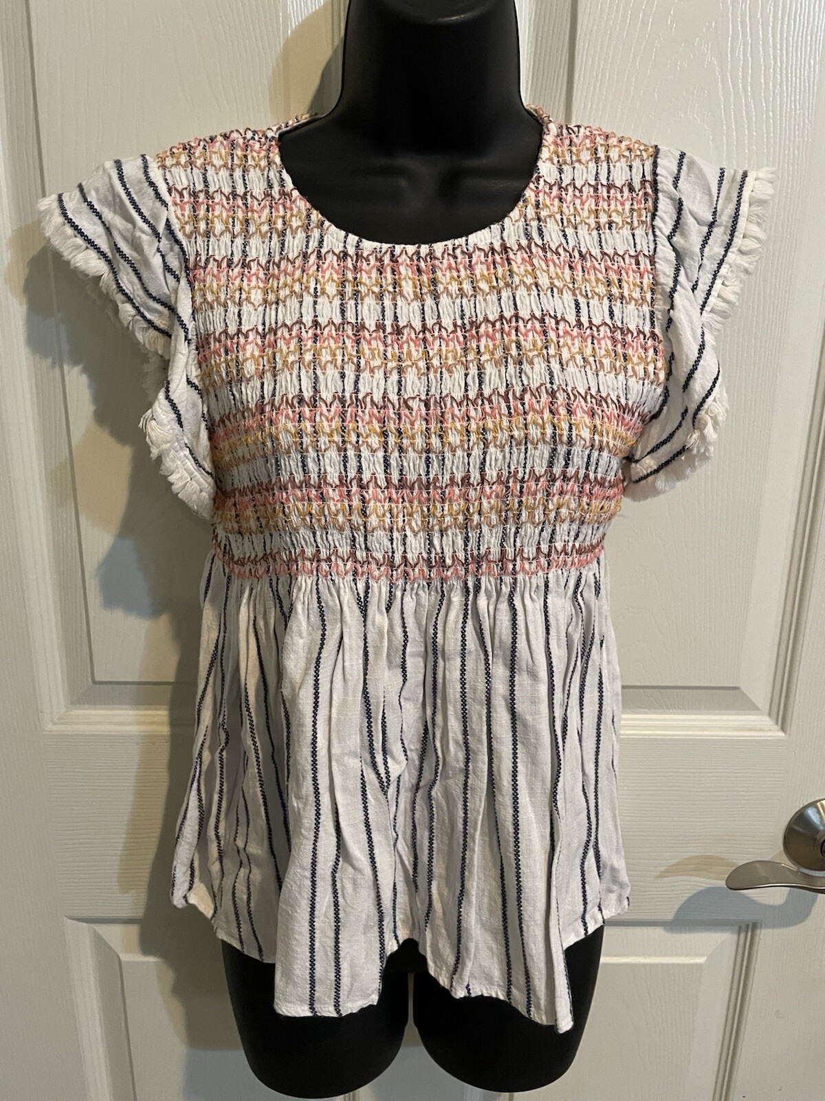 THML Womens Smocked Top S Adorable Floral Summer Blouse