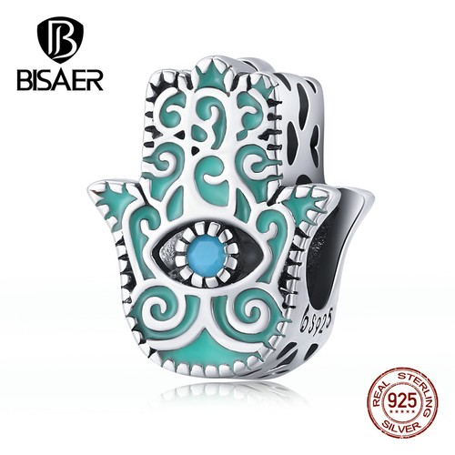 Lucky Eye Hamsa Hand Charm CZ S925 Sterling Silver Beads fit Bracelet & Necklace - Picture 39 of 54