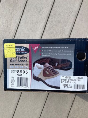 Women's Leather Etonic Stabilities SoftSpike Golf Shoes 9M Saddle Shoe - Picture 2 of 4