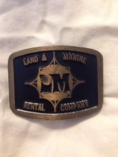GREAT 1970s  LAND  MARINE RENTAL COMPANY  SOLID BRASS OILFIELD BUCKLE