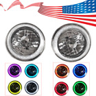 7" Inch Round Rgb Halo Lens Diamond Cut Chrome Headlights Angel Eyes