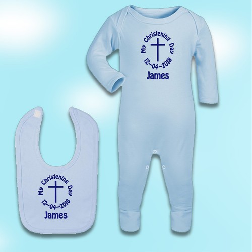 Personalised Christening Gift. Baptism / Bib / Babygrow . Embroidered with name - Picture 4 of 4